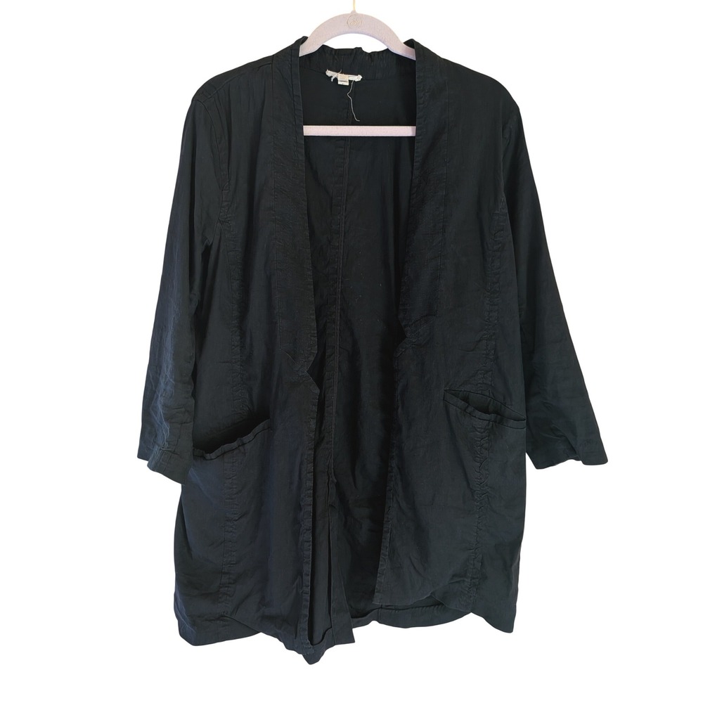Eileen Fisher Jacket Women L Minimalist Lagenlook Open Organic Linen Blend Comfy